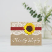 ザクラフト、レース&ひまわりコレクション – 赤 インビテーションポストカード (スタンド正面)