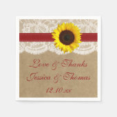 ザクラフト、レース&ひまわりコレクション – 赤 スタンダードカクテルナプキン (正面)