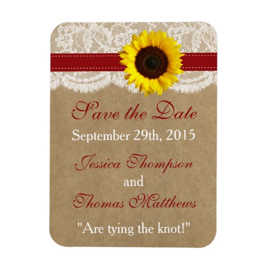 ザクラフト、レース&ひまわりコレクション – 赤 マグネット (縦)