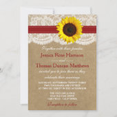 ザクラフト、レース&ひまわりコレクション – 赤 招待状 (正面)