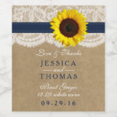 ザクラフト、レース&サンフラワーコレクション – ネイビー ワインラベル (シングルラベル)