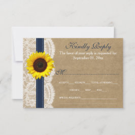 ザクラフト、レース&サンフラワーコレクション – ネイビー 出欠カード