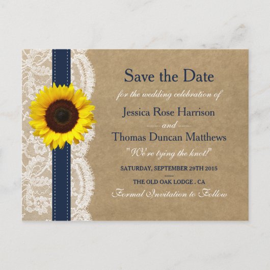 ザクラフト、レース&サンフラワーコレクション – ネイビー 案内ポストカード (正面)