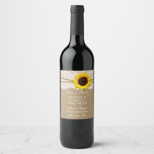 ザクラフト、レース&サンフラワー結婚ズコレクション ワインラベル (正面)