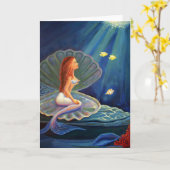 ザクラムシェルマーメイド – グリーティングカード (黄色い花)