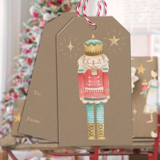 ザクリスマスくるみ割り素朴クラフト ギフトタグ