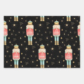 ザクリスマスくるみ割り金ゴールド星空の夜 ラッピングペーパーシート (正面3)