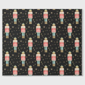 ザクリスマスくるみ割り金ゴールド星空の夜 ラッピングペーパー (フラット)