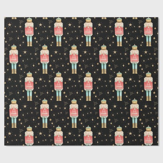 ザクリスマスくるみ割り金ゴールド星空の夜 ラッピングペーパー (フラット)