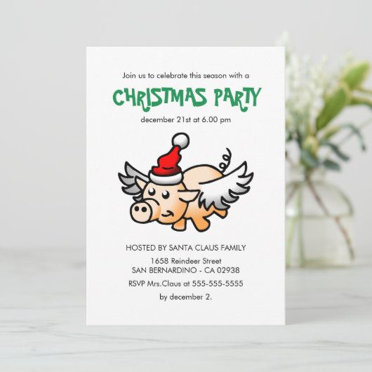 ザクリスマ飛んでいるスピグパーティの招待状 招待状 (スタンド正面)