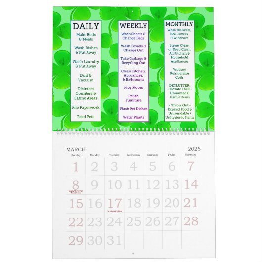 ザクリーンハウスガイドマイファーストハウスキーピング カレンダー (3月 2026)