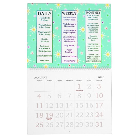 ザクリーンハウスガイドマイファーストハウスキーピング カレンダー (1月 2026)