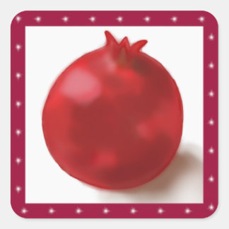ザクロかわいい赤スケッチ スクエアシール