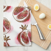 ザクロが付いているパターン キッチンタオル (四つ折り)