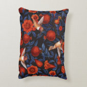 ザクロとハミングバード/ブルー離れの黒 アクセントクッション (裏面(縦))