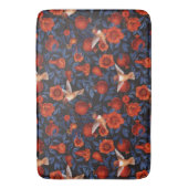 ザクロとハミングバード/ブルー離れの黒 バスマット (正面縦)