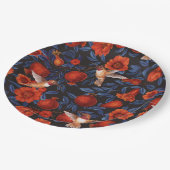 ザクロとハミングバード/ブルー離れの黒 ペーパープレート (アングル)