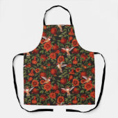ザクロとハミングバード/緑離れの エプロン (正面)