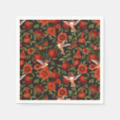 ザクロとハミングバード/緑離れの スタンダードカクテルナプキン (正面)