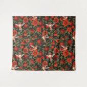 ザクロとハミングバード/緑離れの タペストリー (正面(横))