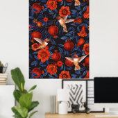 ザクロとハミングバード/緑離れの ポスター (ホームオフィス)