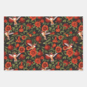 ザクロとハミングバード/緑離れの ラッピングペーパーシート (正面3)