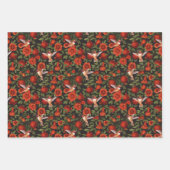 ザクロとハミングバード/緑離れの ラッピングペーパーシート (正面2)