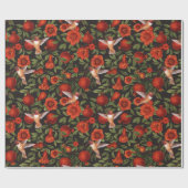 ザクロとハミングバード/緑離れの ラッピングペーパー (フラット)