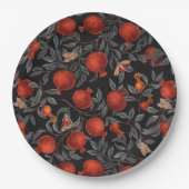 ザクロとベラの蛾が赤と灰色 ペーパープレート (正面)