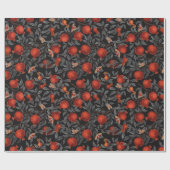 ザクロとベラの蛾が赤と灰色 ラッピングペーパー (フラット)