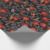 ザクロとベラの蛾が赤と灰色 ラッピングペーパー (角)
