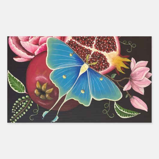 ザクロとルナモスファインアートスティック4パック 長方形シール (正面)