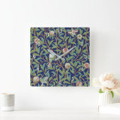 ザクロと小鳥ウィリアム・モリス スクエア壁時計 (ホーム)