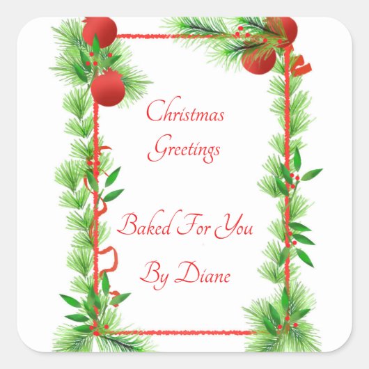 ザクロと松のラベル スクエアシール (正面)