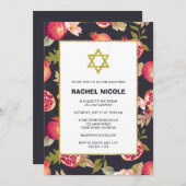 ザクロと花と金ゴールドバルミツワー 招待状 (正面/裏面)