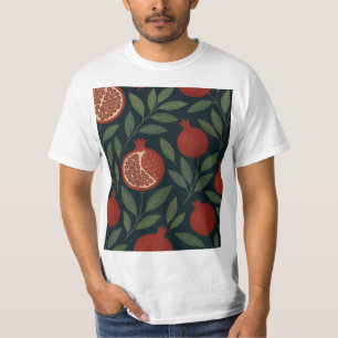 ザクロと葉のパターン Tシャツ