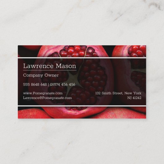 ザクロのクローズアップ写真 – 名刺 (裏面)