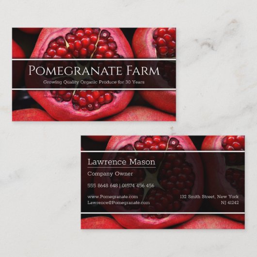 ザクロのクローズアップ写真 – 名刺 (正面/裏面)