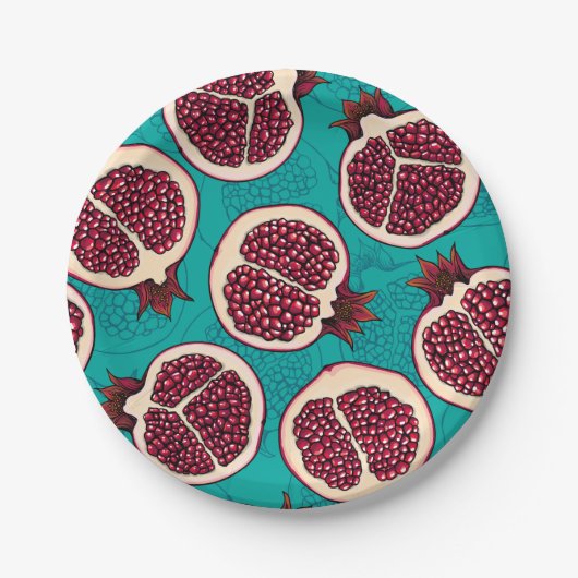 ザクロのスライスオンターコイズ ペーパープレート (正面)