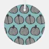 ザクロのスライス：黒アクアパターン。 ガラスオーナメント (裏面)