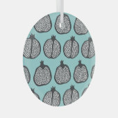 ザクロのスライス：黒アクアパターン。 ガラスオーナメント (正面右)