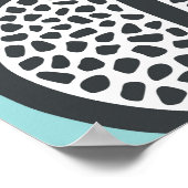 ザクロのスライス：黒アクアパターン。 ポスター (角)