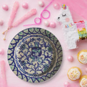 ザクロのハンドメイドの青及び白い陶器 ペーパープレート (パーティー)