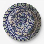 ザクロのハンドメイドの青及び白い陶器 ペーパープレート (正面)