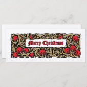 ザクロの実と葉の境界のクリスマス シーズンカード (正面/裏面)