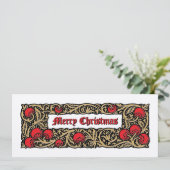 ザクロの実と葉の境界のクリスマス シーズンカード (スタンド正面)