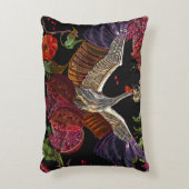 ザクロの実、鶴の鳥、野生の鳥 アクセントクッション (正面(垂直))