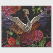 ザクロの実、鶴の鳥、野生の鳥 ラッピングペーパー (フラット)