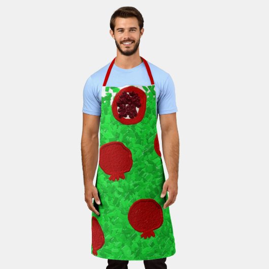 ザクロの木ט״ו בשבט Tu B'Shvat Shavuot エプロン (着用した状態)