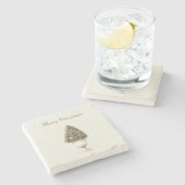 ザクロの木のクリスマス ストーンコースター (横)